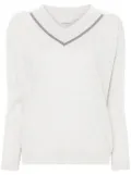 Brunello Cucinelli Monili-chain V-neck jumper - Neutrals