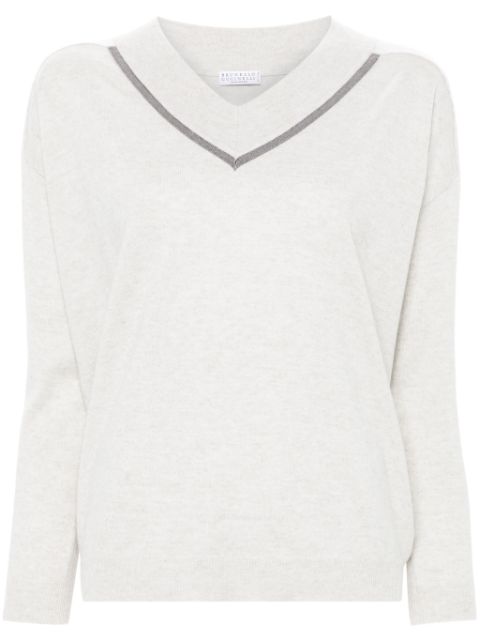 Brunello Cucinelli Monili-chain V-neck jumper Women