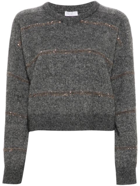 Brunello Cucinelli sequin-embellished V-neck jumper Women