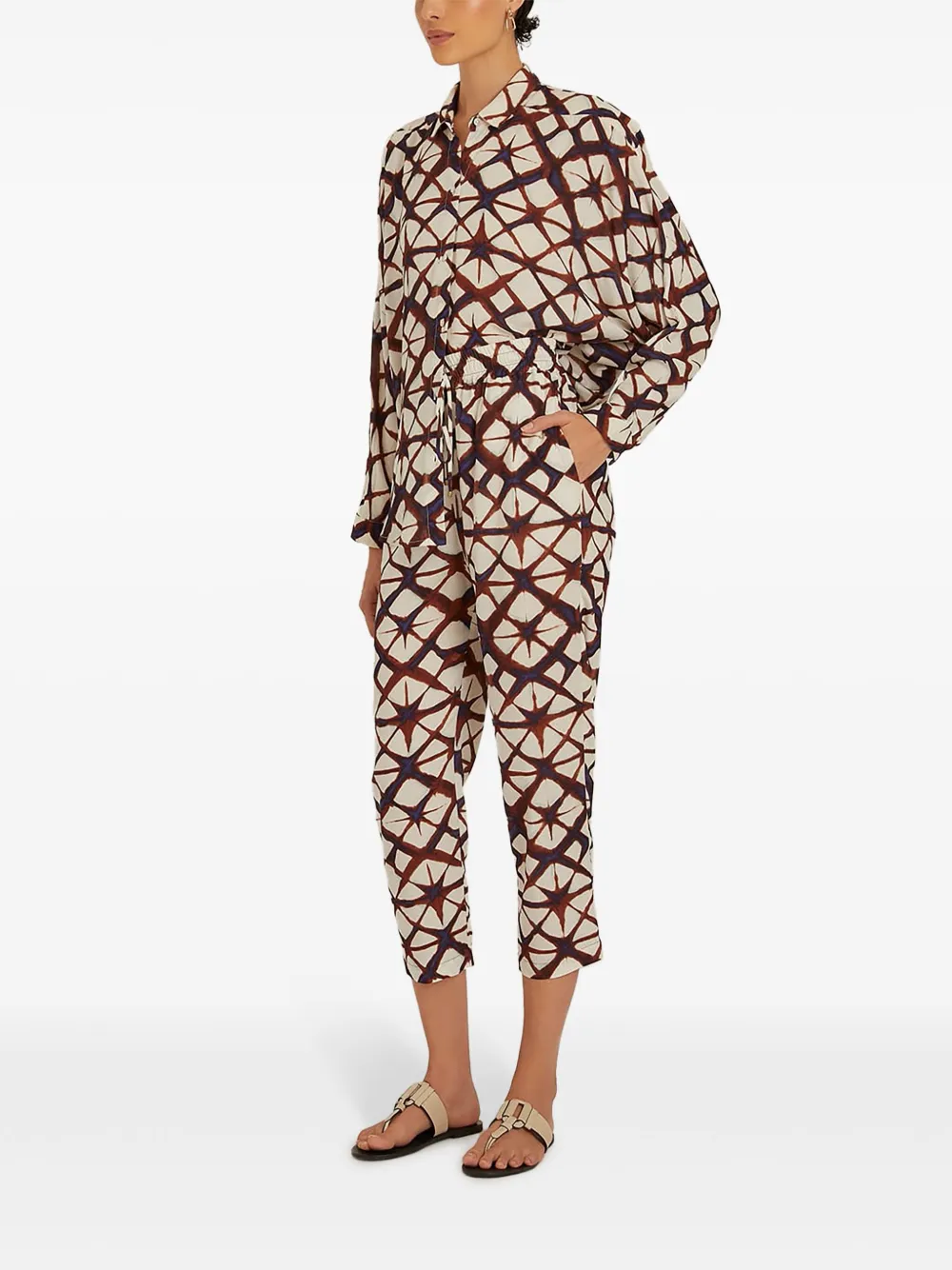 Lenny Niemeyer Cropped broek met Thaise print - Bruin