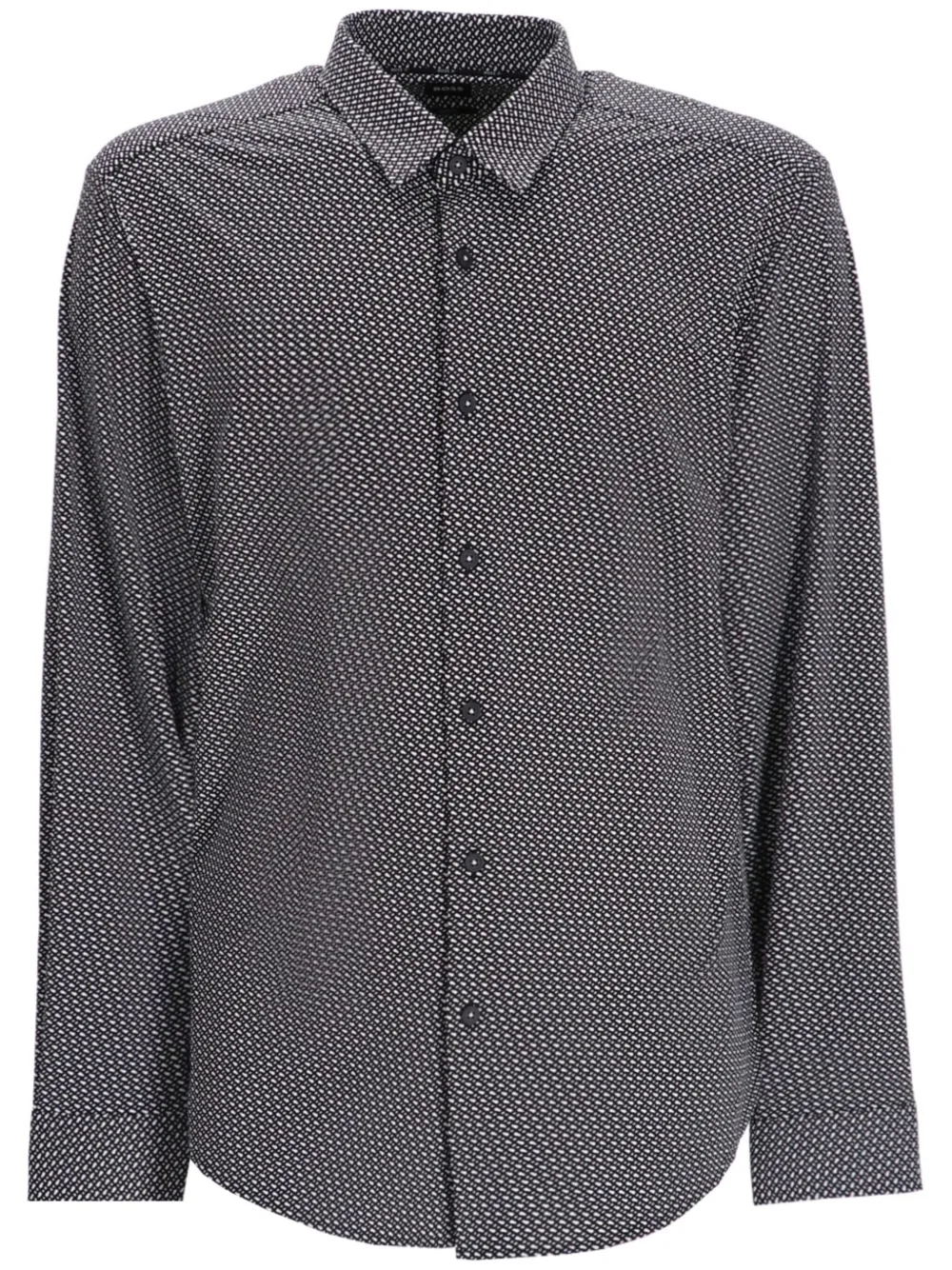 BOSS geometric-print long-sleeve shirt – Black