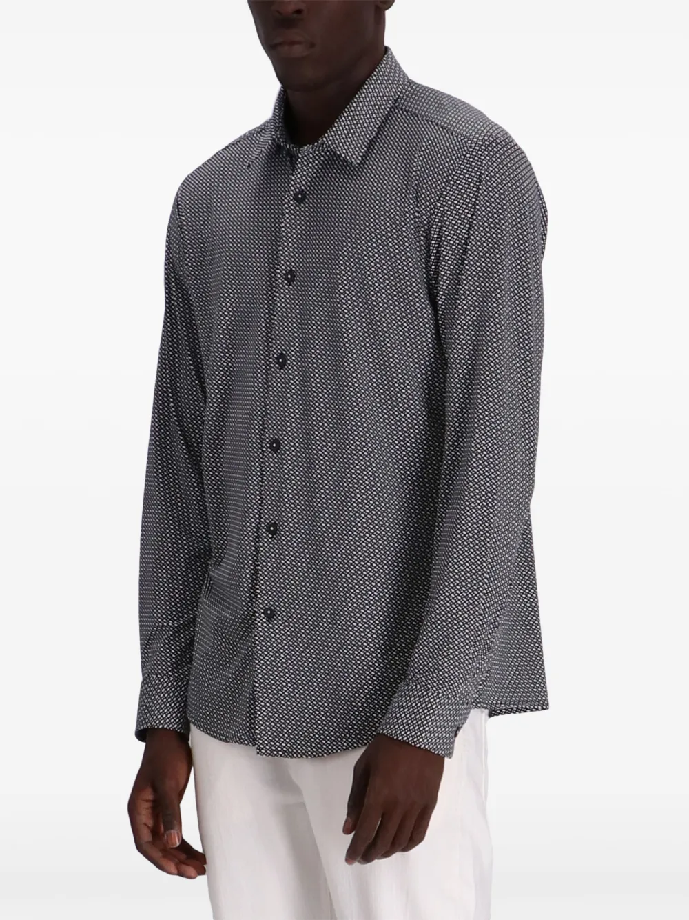 BOSS Overhemd met geometrische print Zwart