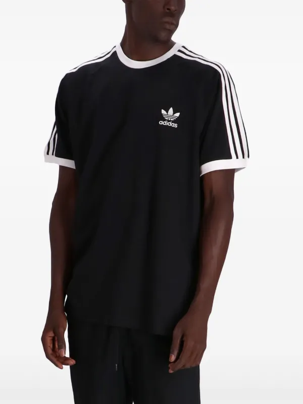 Adidas Stripes crew-neck Cotton T-shirt Black FARFETCH EG