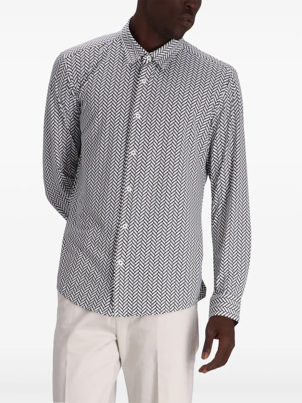 BOSS Overhemd met geometrische print Zwart