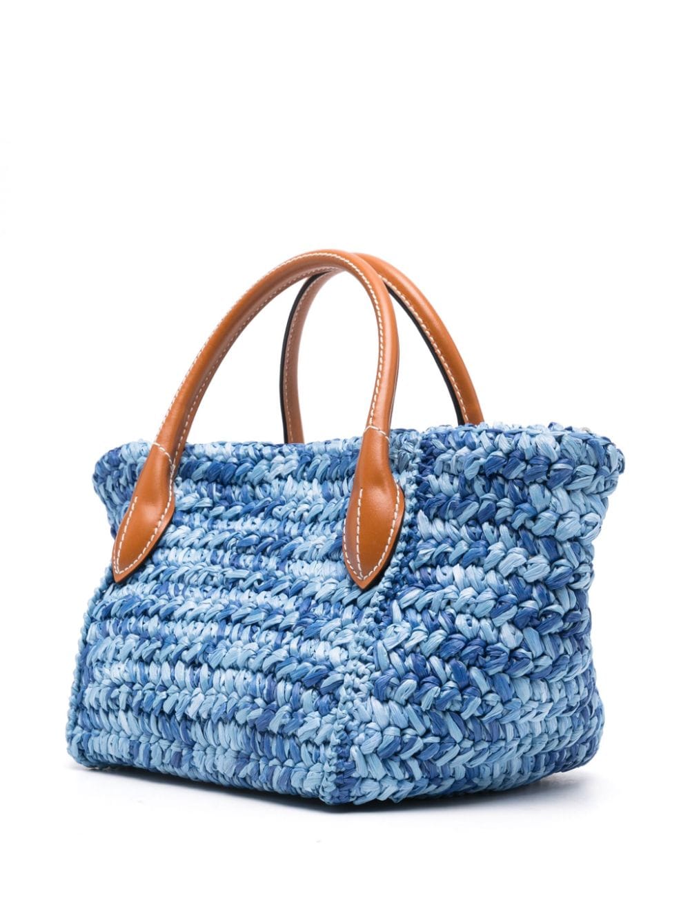 Shop Ermanno Scervino Mini Raffia Tote Bag In Blue