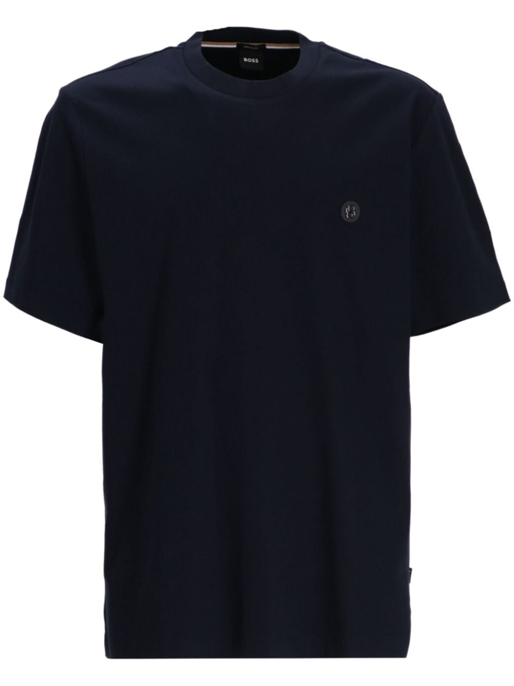 Shop Hugo Boss Rubberised-logo Cotton T-shirt In Blue