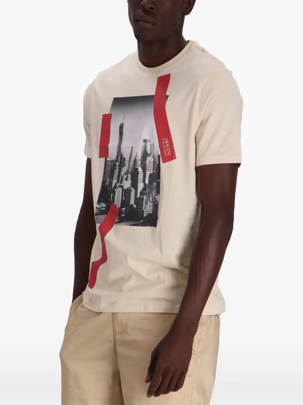 Armani Exchange T-shirt met logoprint Beige