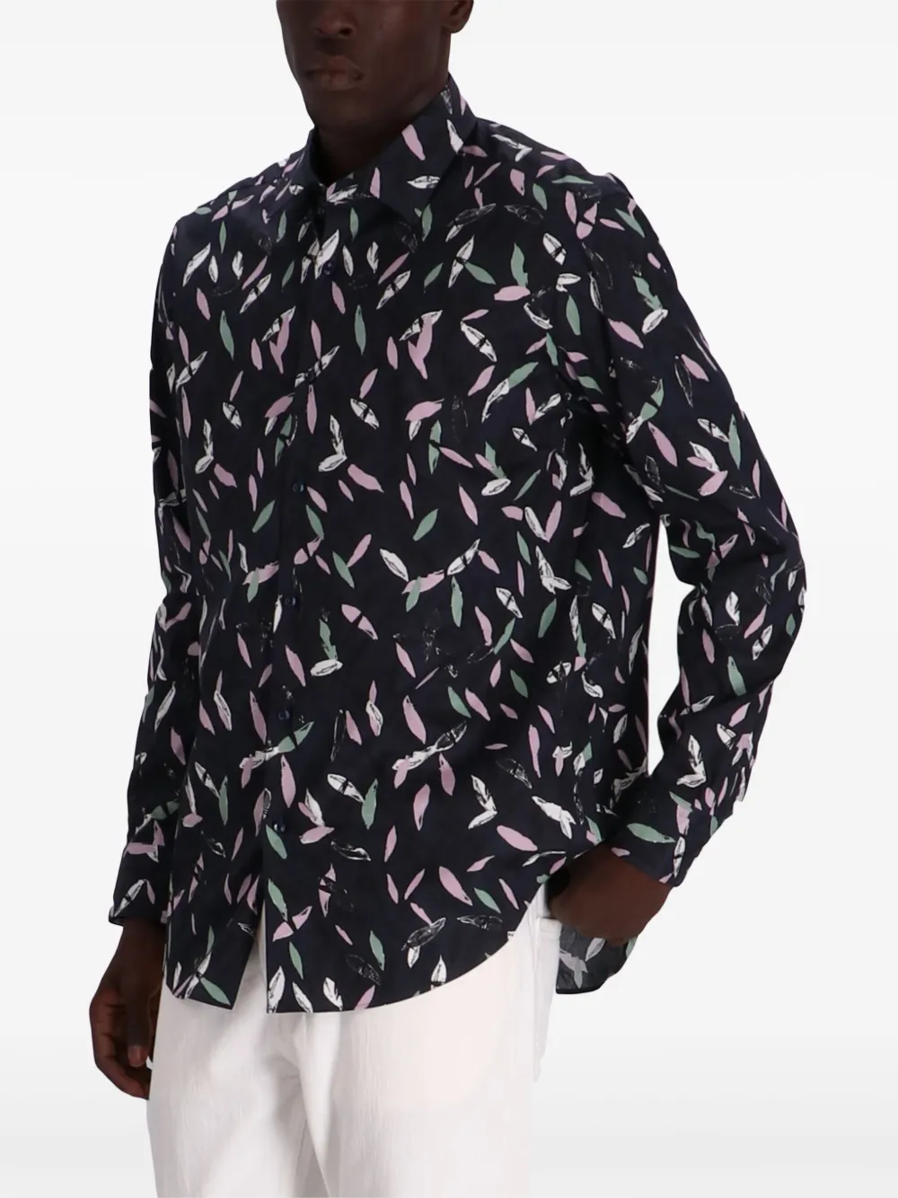 BOSS Overhemd met abstracte print Zwart