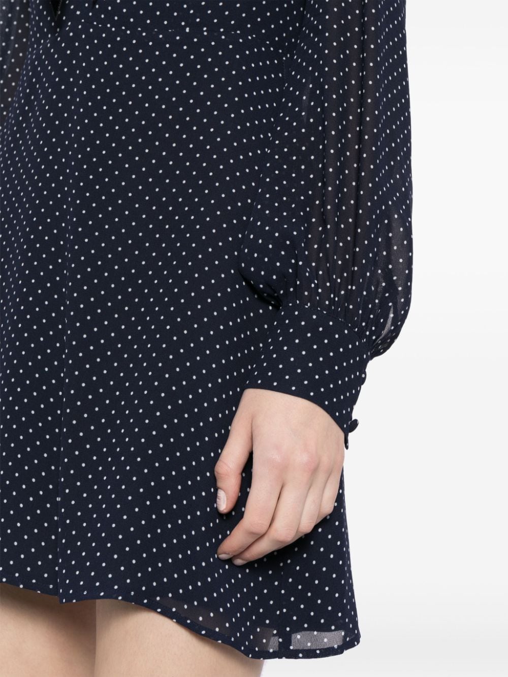 Shop Reformation Edalene Polka Dot Dress In Blue