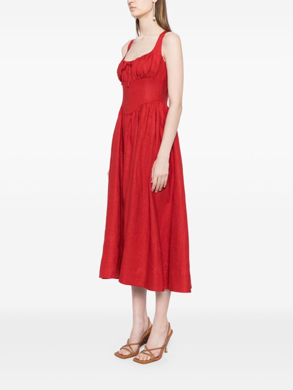 Shop Reformation Balia Linen Dress In Red