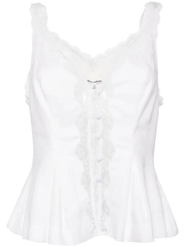 Reformation Josefina リネントップ | ホワイト | FARFETCH JP