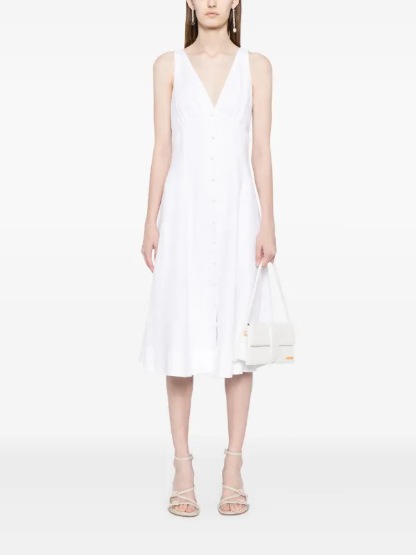 Reformation Sebastien Linen V-neck Dress | White | FARFETCH AO Reformation Sebastien Linen V-neck Dress | White | FARFETCH AO