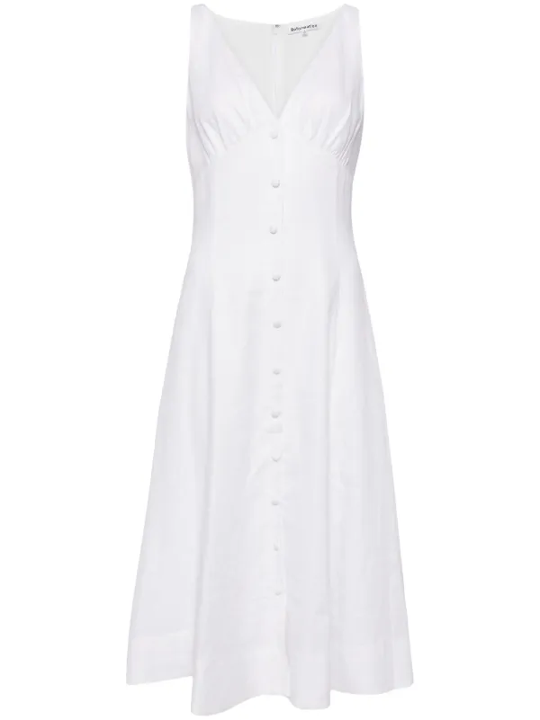 Reformation Sebastien Linen V-neck Dress | White | FARFETCH BN Reformation Sebastien Linen V-neck Dress | White | FARFETCH BN