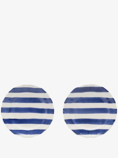 Les-Ottomans set de dos platos de cerámica con motivo de rayas
