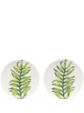 Les-Ottomans Leaves hand-painted plates (set of two) - White