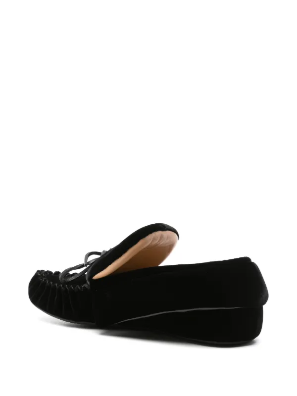 JW Anderson ribbon-fastening Velvet Loafers Black FARFETCH JO