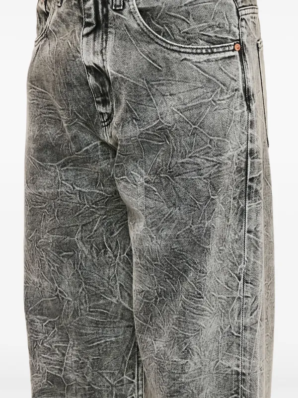 MM6 Maison Margiela crinkled-finish wide-leg Jeans | Black