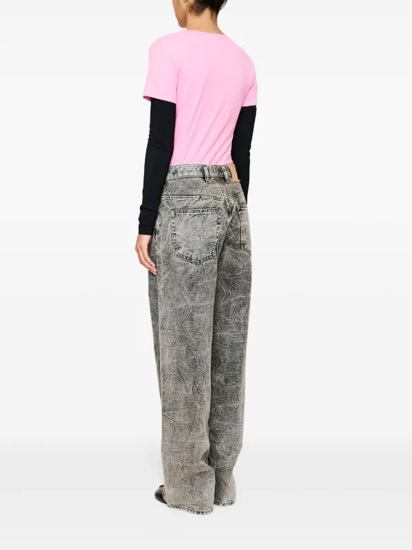 MM6 Maison Margiela crinkled-finish wide-leg Jeans | Black