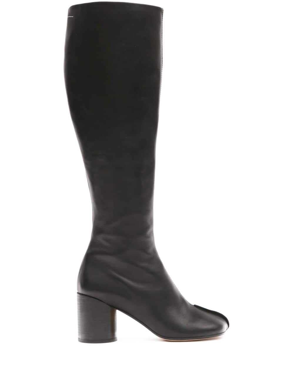 MM6 Maison Margiela knee-high leather boots Black