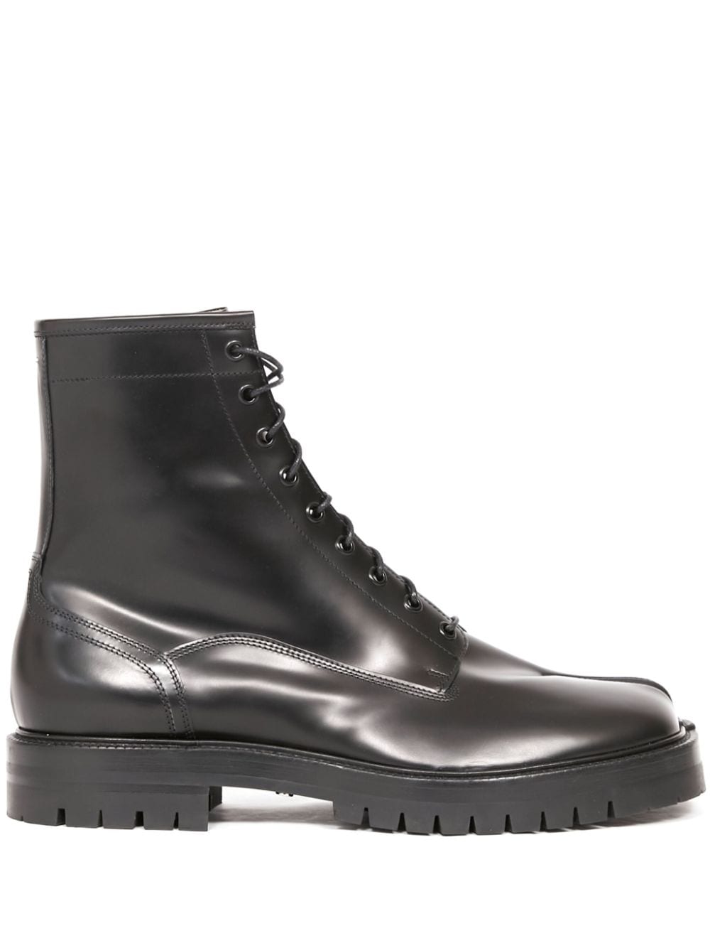 Shop Maison Margiela Tabi Split-toe Lace-up Boots In Black