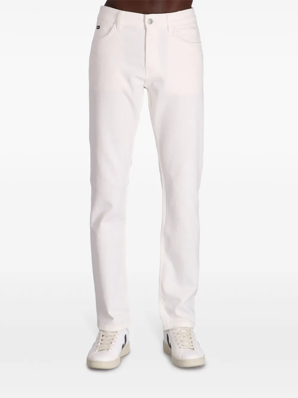 Shop Hugo Boss Logo-patch Jeans In White