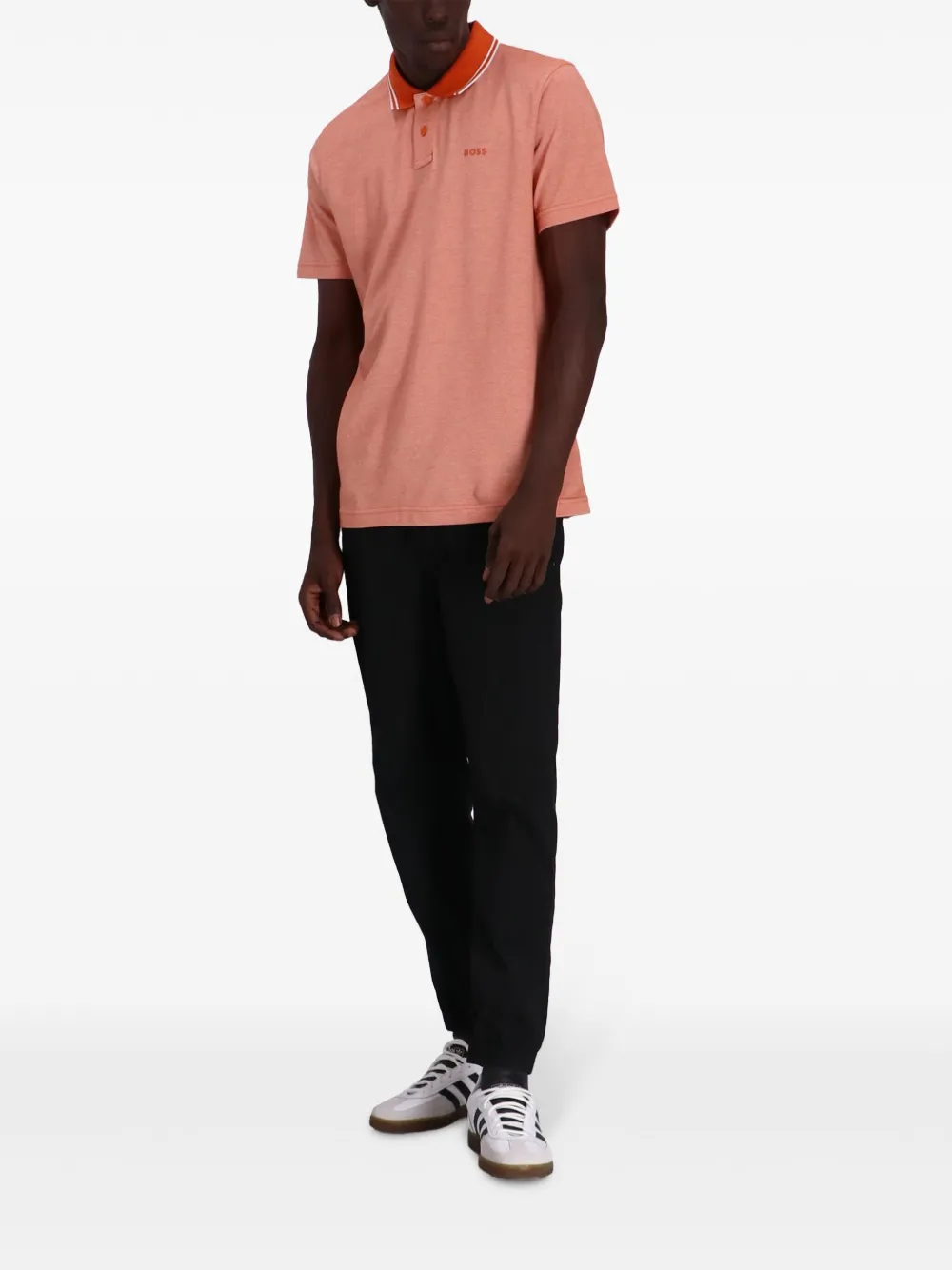 BOSS Poloshirt met logoprint - Oranje