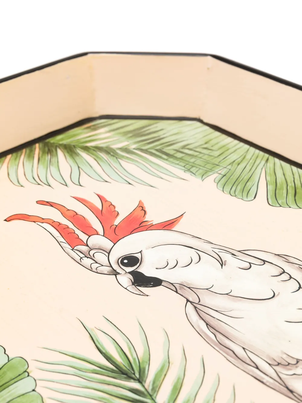 Les-ottomans Hand-painted Flora Bird Tray (43cm X 30cm) In Neutrals
