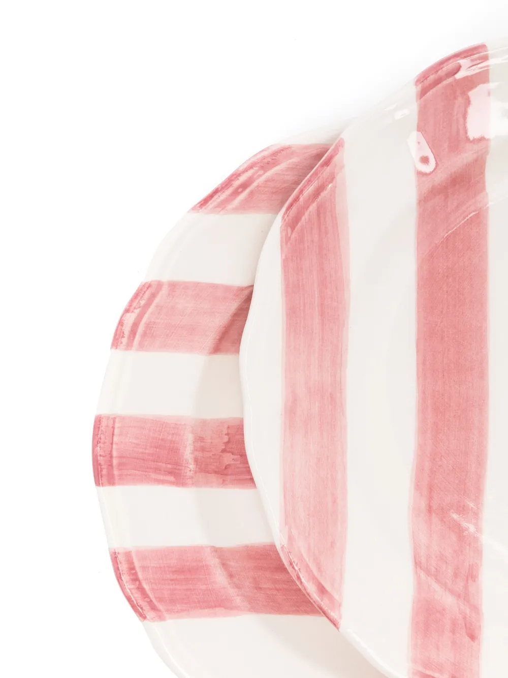 Les-ottomans Striped Ceramic Plate (set Of Two) In Pink