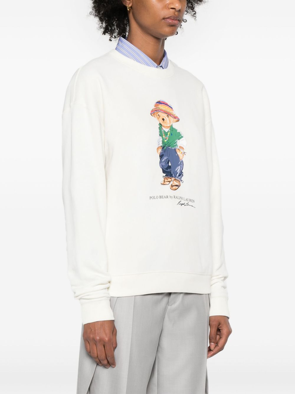 Polo Ralph Lauren Polo Bear Print Cotton Sweatshirt White Farfetch