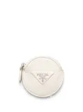 Prada triangle-logo leather coin purse - White