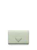 Prada triangle-logo leather cardholder - Green