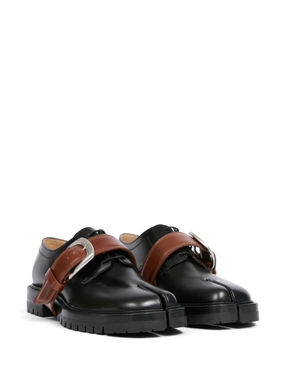 Shop Maison Margiela Tabi County Leather Shoes In Black