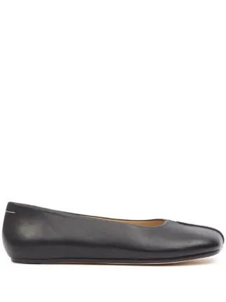 MM6 Maison Margiela stitch-out Leather Ballerina Shoes | Black