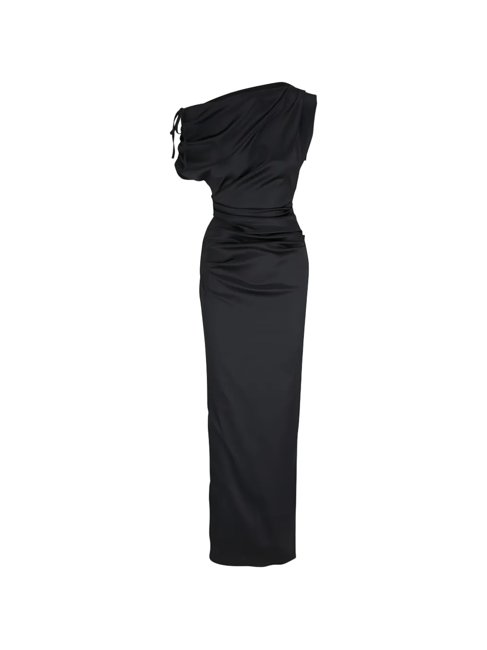 Talbot Runhof draped one-shoulder dress - Zwart