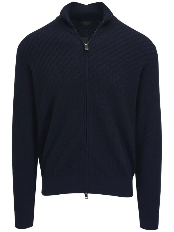 Brioni Zipped Cardigan in Blue