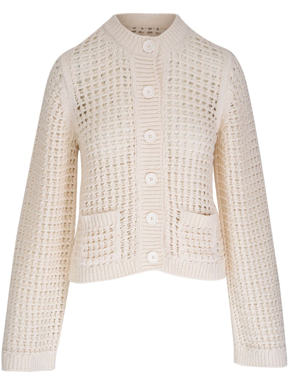 Shop Dorothee Schumacher Round Neck Open-knit Cardigan In Neutrals