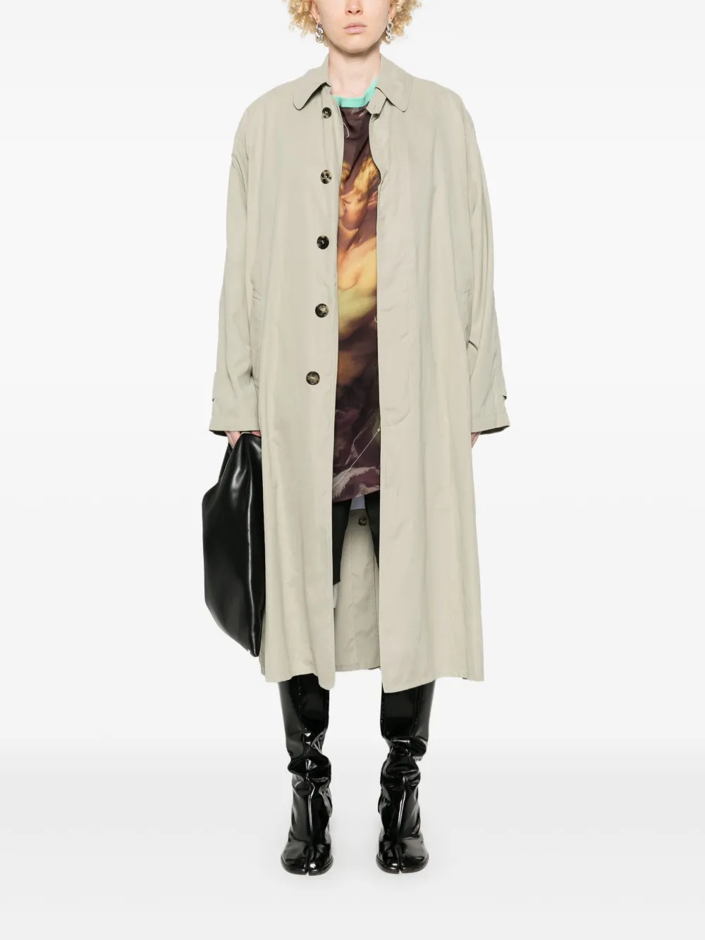 新しい Maison Margiela ロゴ トレンチコート | ニュートラル | FARFETCH JP トップス