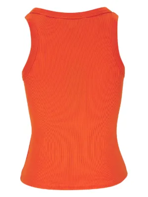 Nina Ricci Tank Vest Womens X Large Orange Logo High fashion Neck Orange Sleeveless