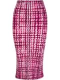 Dorothee Schumacher smocked silk-blend plaid pencil skirt - Pink