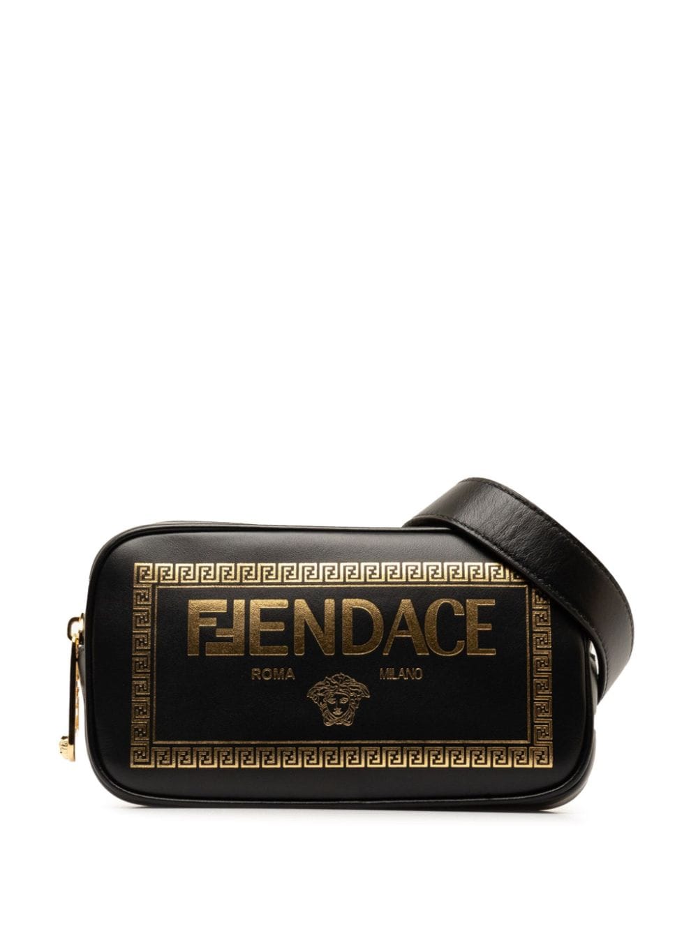 Pre-owned Fendi 2012-present X Versace Fendace Logo Camera Crossbody Bag In Black