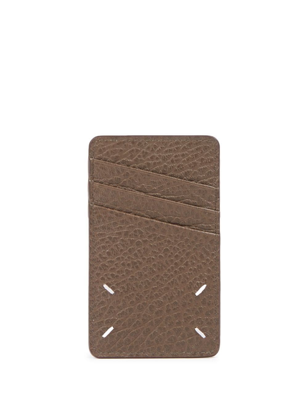 Shop Maison Margiela Number-print Leather Cardholder In Brown