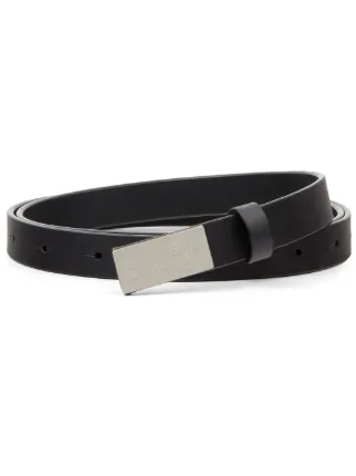 MM6 黒レザー ベルト バックル MM6 Maison Margiela ロゴエンボスバックル レザーベルト