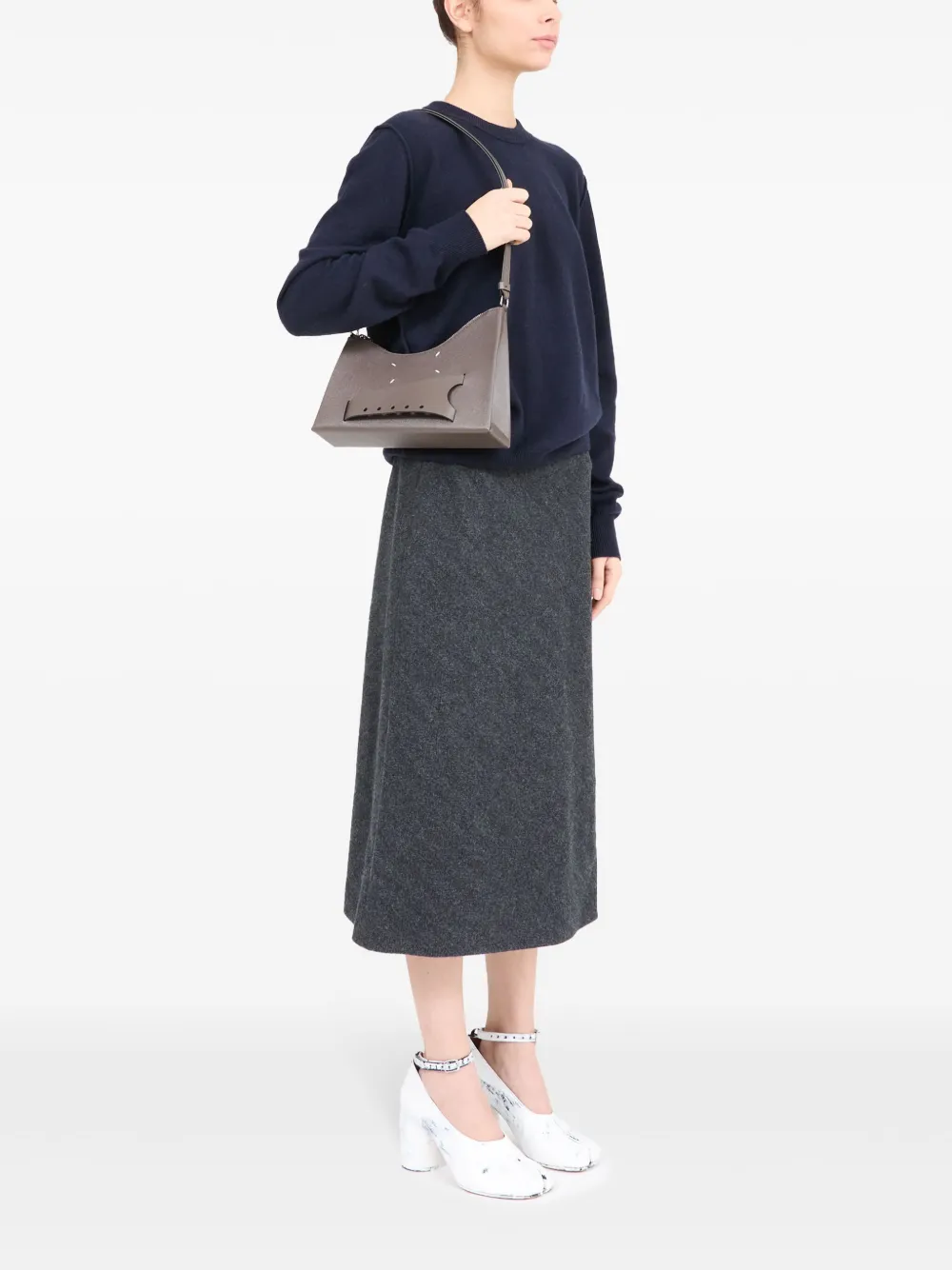 Maison Margiela Snatched Hobo leren tas Grijs