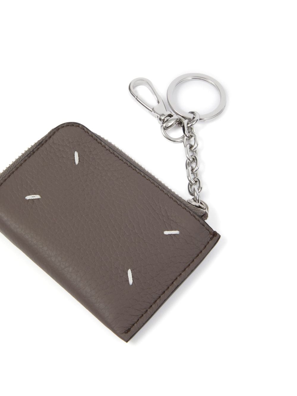 Shop Maison Margiela Four-stitch Leather Keyring In Grey