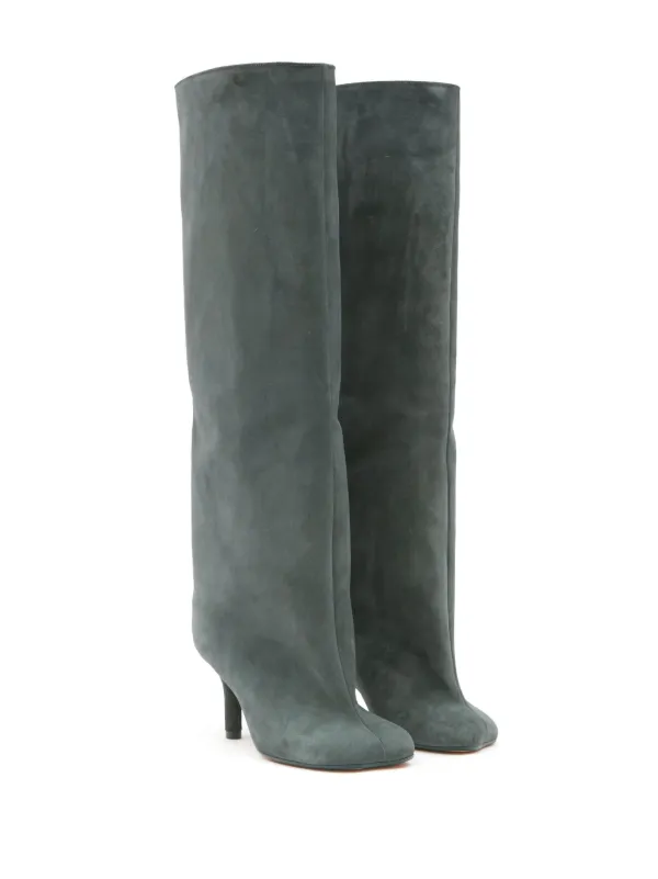 MM6 Maison Margiela Anatomic 70mm Suede Boots | Green | FARFETCH