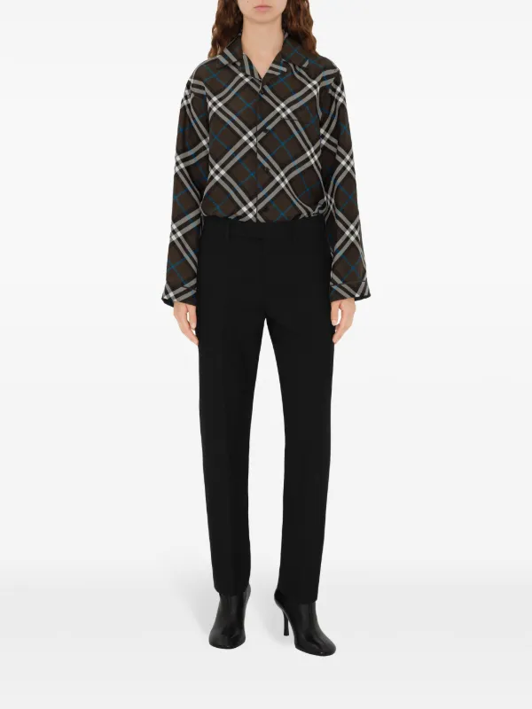 Burberry Vintage Check Silk Shirt Brown FARFETCH IN