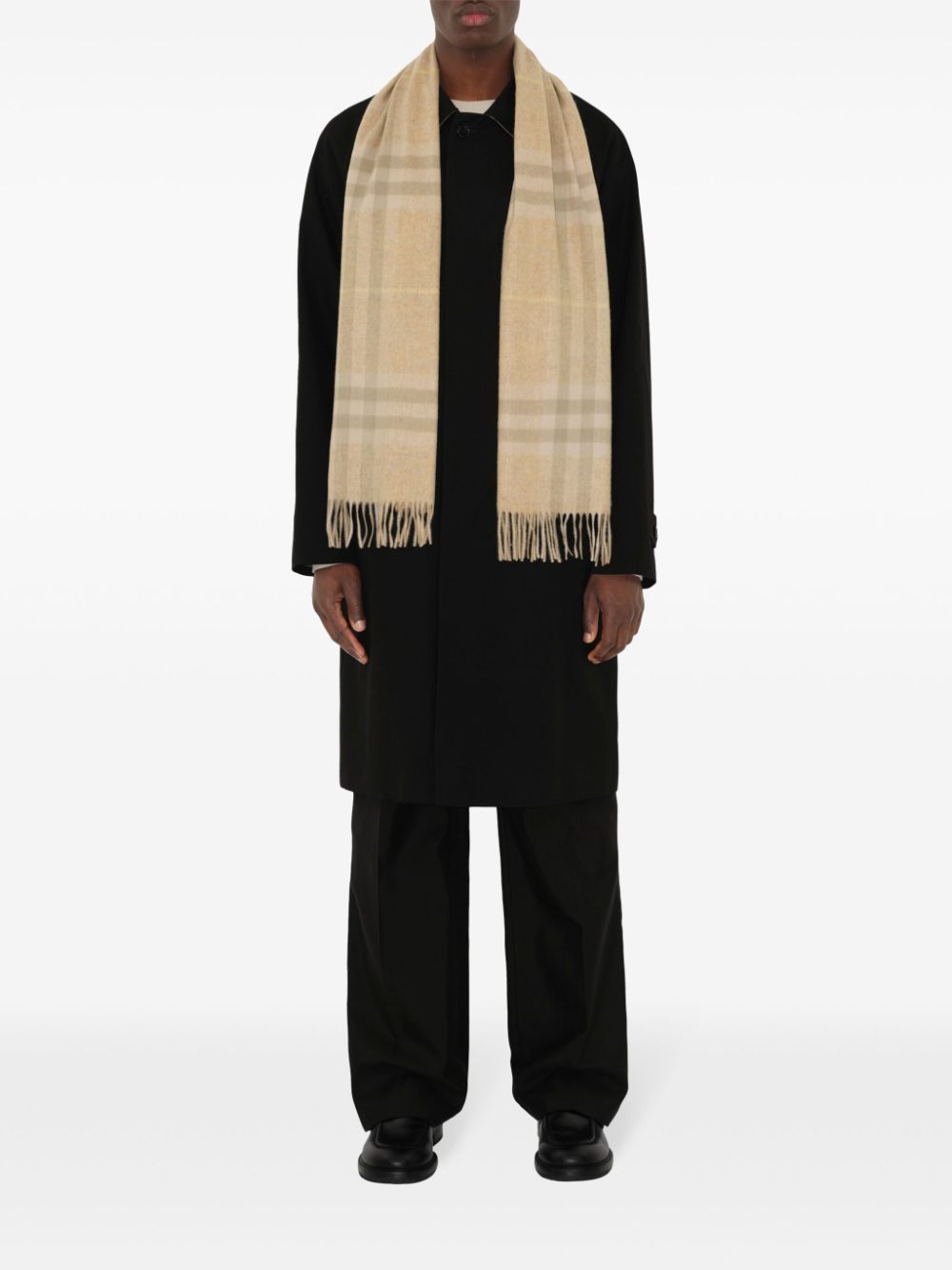 Shop Burberry Check Cashmere Scarf In Neutrals