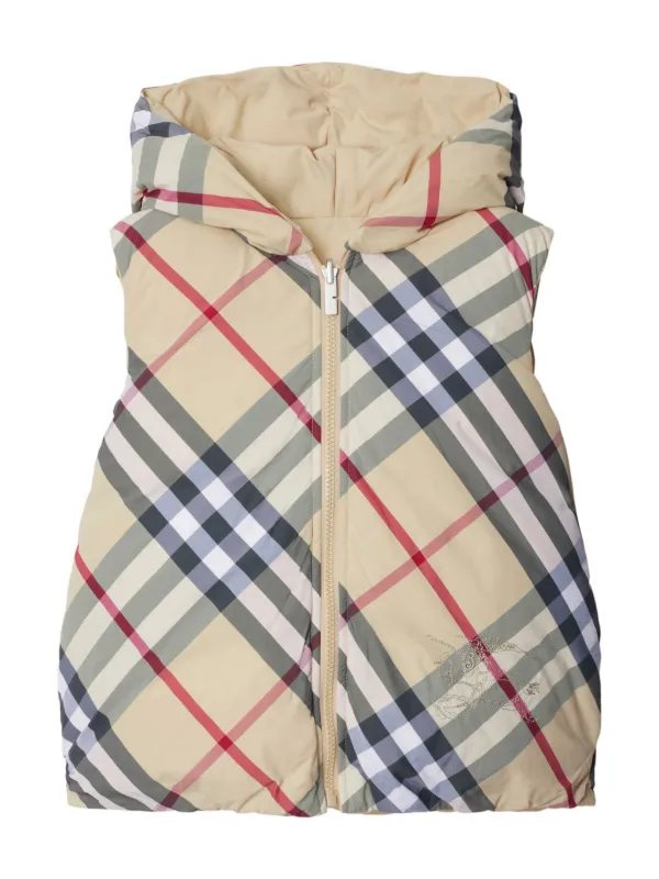 Burberry Kids Colete Matelassê Dupla Face Xadrez | Neutro