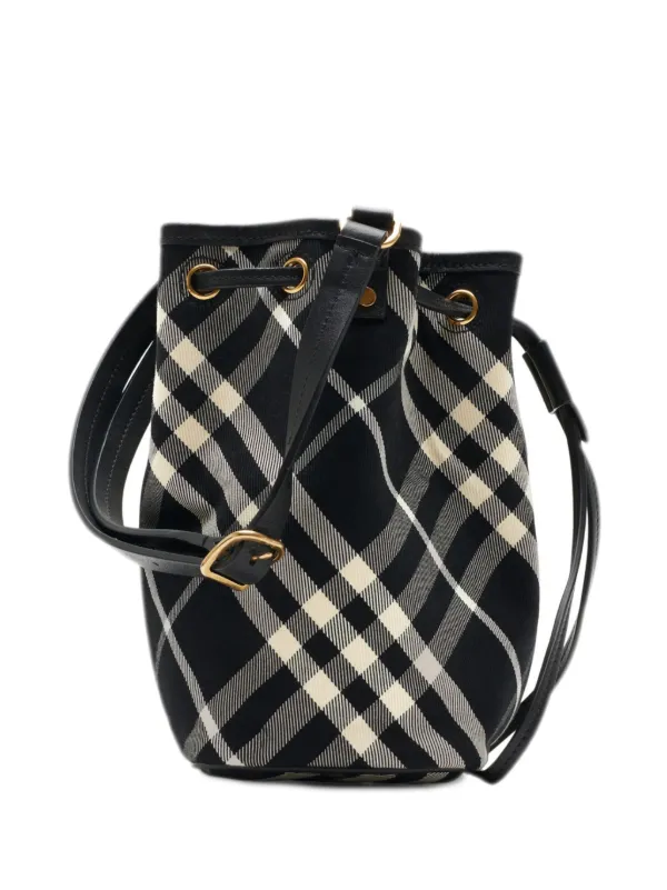 Burberry mini check print bucket bag women Calf Leather Cotton One Size Black