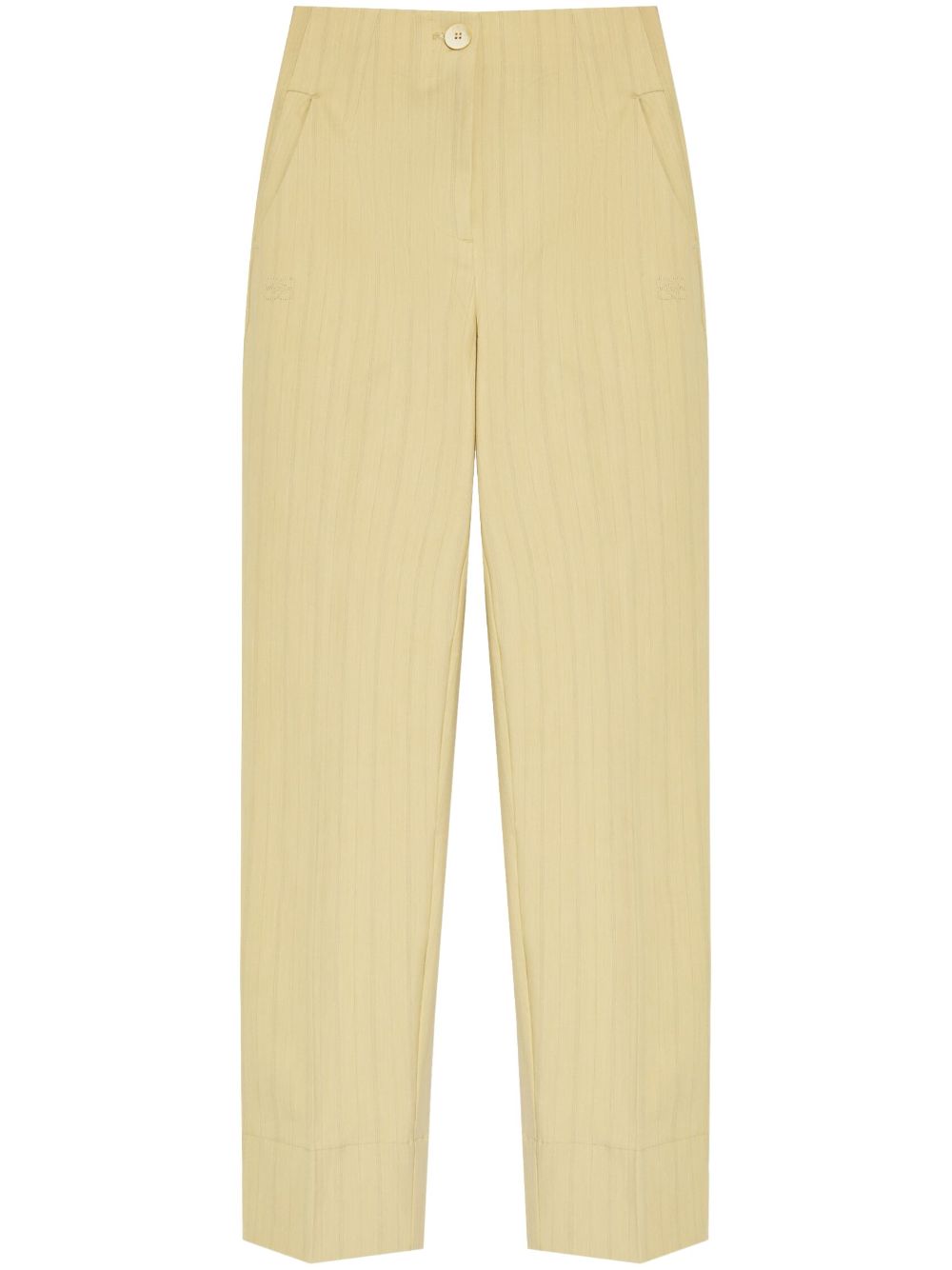 Ganni High-waisted Striped Trousers In Neutral